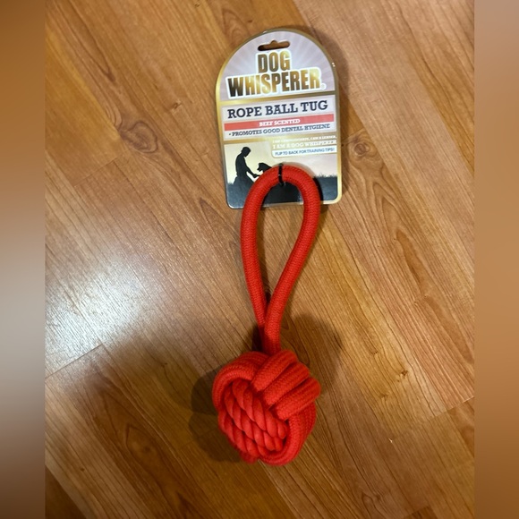 Dog Whisperer ~ Red Rope Ball Tug ~ Chicken Scented ~  Dog Toy - Picture 5 of 9